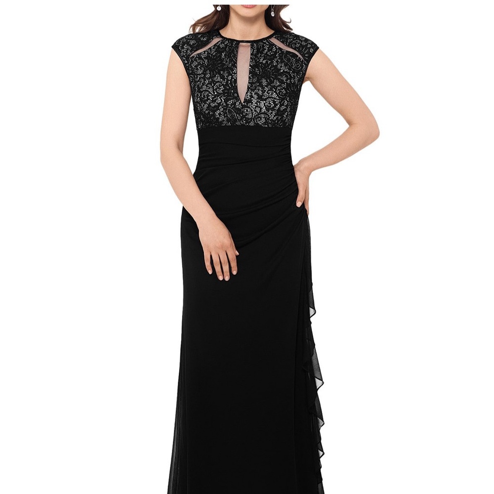 Elegant Navy Evening Gown by Betsy & Adam - size 10